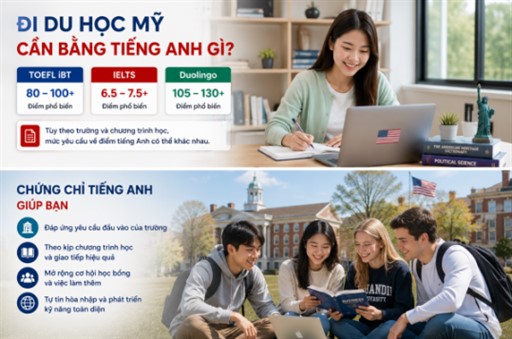 Đi du học Mỹ cần bằng tiếng Anh gì?