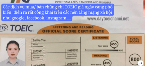 Kiểm tra tín chỉ TOEIC thật hay giả