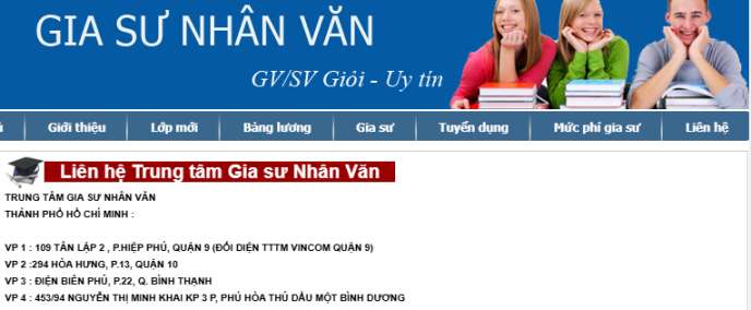 Website của gia sư Nhân Văn