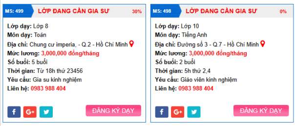 Lớp mới cần gia sư