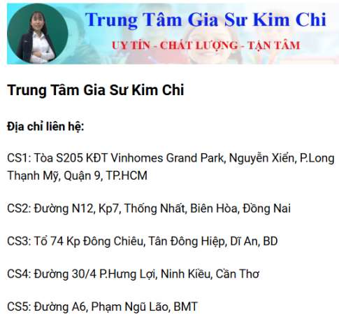 Website trung tâm gia sư Kim Chi