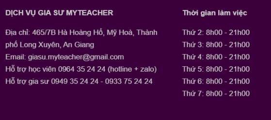 Thông tin về trung tâm tại website chính thức