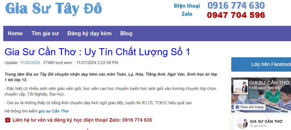 Trung tâm gia sư Tây Đô có uy tín không?